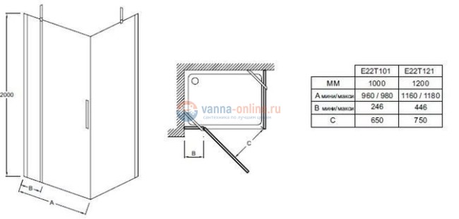 Душевая дверь Jacob Delafon Contra E22Т121-GA, угловая, 120*200 см Душевая дверь Jacob Delafon Contra E22Т121-GA, угловая, 120*200 см