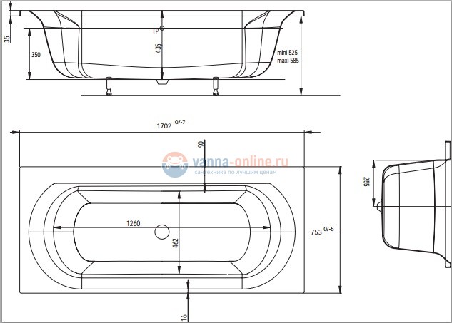 Акриловая ванна Jacob Delafon Elise E60279RU-01, 170 x 75 см Акриловая ванна Jacob Delafon Elise E60279RU-01, 170 x 75 см