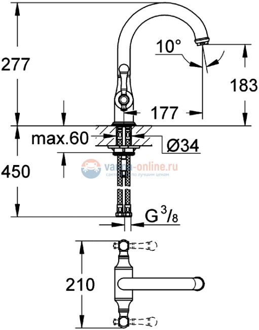 Смеситель Grohe Bridgeford 30188000 для кухни
