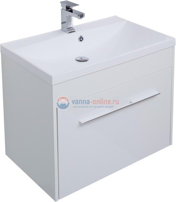 Тумба под раковину Aquanet Августа 00210028 75 см подвесная, цвет белый