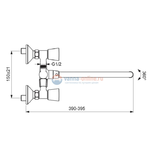 Смеситель для ванны и душа Vidima Quadro BA346AA, хром Смеситель для ванны и душа Vidima Quadro BA346AA, хром
