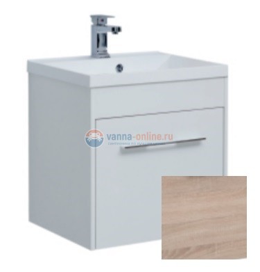 Тумба под раковину Aquanet Августа 00210027 58 см подвесная, цвет дуб сонома