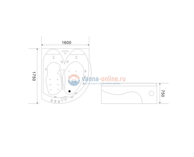 Ванна гидромассажная акриловая Black&White Galaxy GB5005, 175 х 160 см, белая Ванна гидромассажная акриловая Black&White Galaxy GB5005, 175 х 160 см, белая