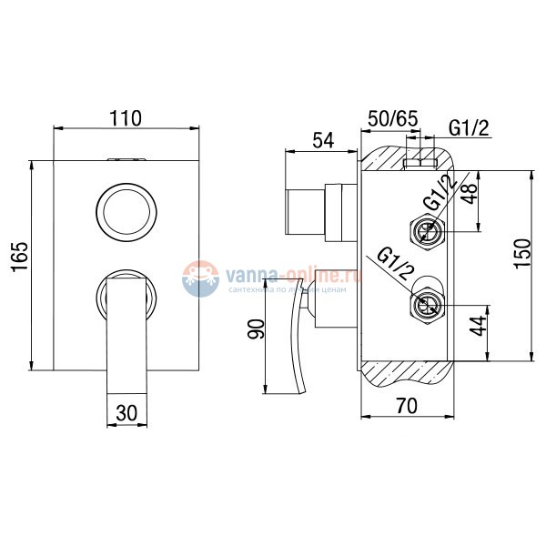 Смеситель для ванны Jacuzzi Rubinetteria Ray 0IO00436JA00 встраиваемый