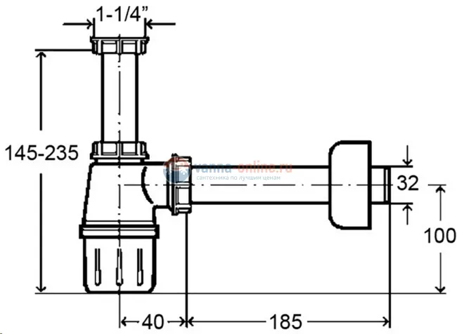 Сифон для раковины Viega Eleganta V2 108694, белый, ø32 Сифон для раковины Viega Eleganta V2 108694, белый, ø32