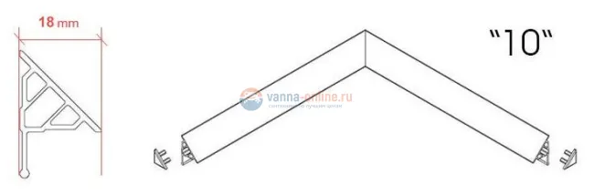 Универсальная декоративная планка Ravak тип 10, 200 см Универсальная декоративная планка Ravak тип 10, 200 см