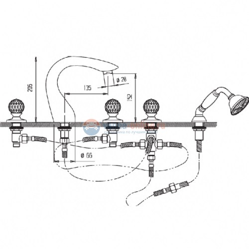 Смеситель Cezares Atlantis ATLANTIS-BVD-03/24-Sw для ванны/душа, золото