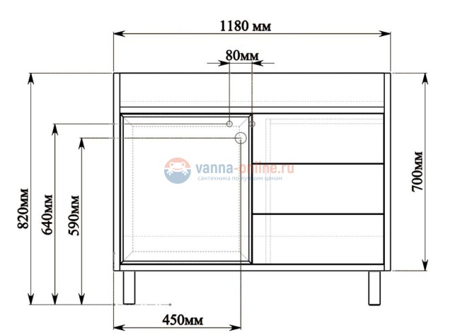 Тумба с раковиной Sanvit Новелла напольная 120, цвет ланселот
