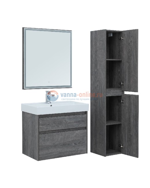 Тумба с раковиной Aquanet Nova Lite 60, 2 ящика, дуб рошелье