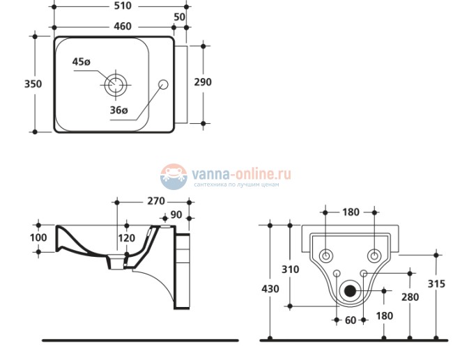 Биде Kerasan Cento 352401 подвесное