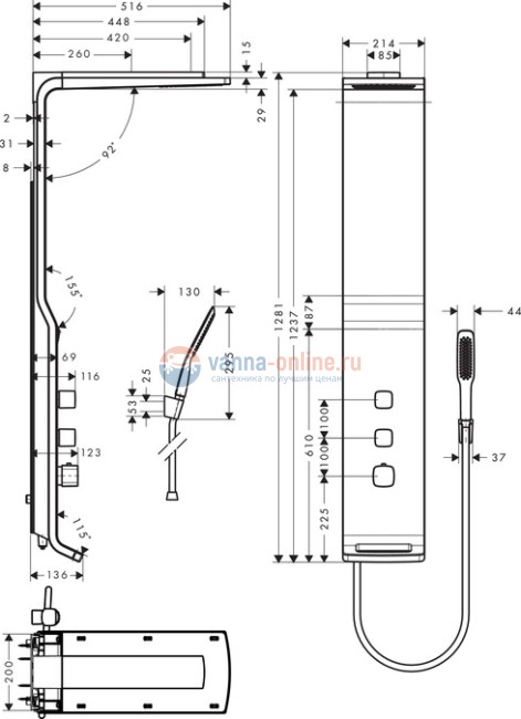 Душевая панель Hansgrohe Raindance Lift 180 2jet 27003400