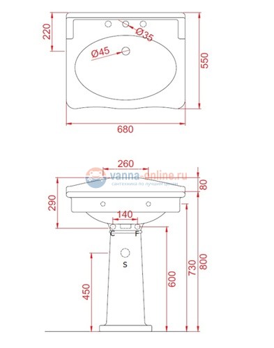 Раковина ArtCeram Hermitage EE11
