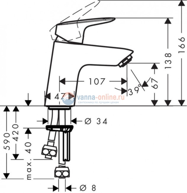 Смеситель Hansgrohe Logis 71074000 для раковины