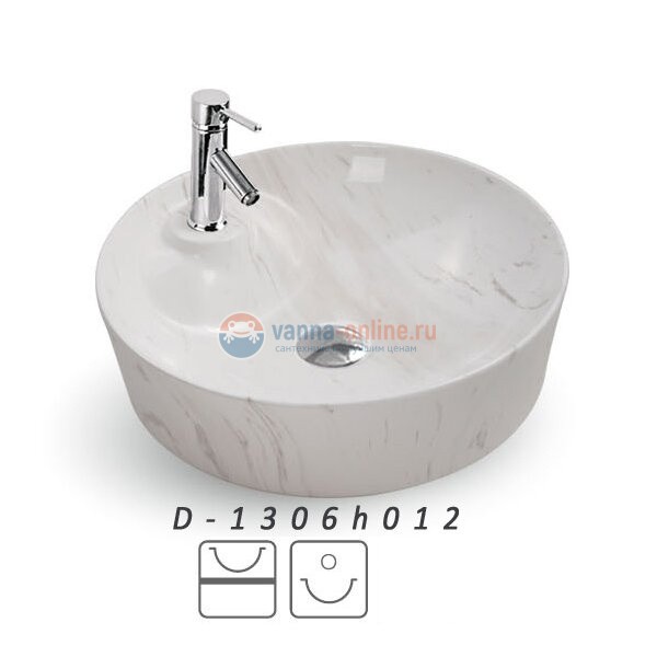 Раковина CeramaLux Серия MNC D1306H012 накладная, под камень, белый Раковина CeramaLux Серия MNC D1306H012 накладная, под камень, белый