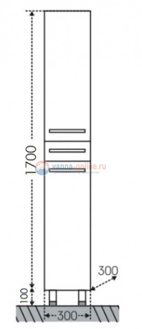 Шкаф-пенал СаНта Калипсо 30 NEW 517003N напольный/подвесной, цвет белый
