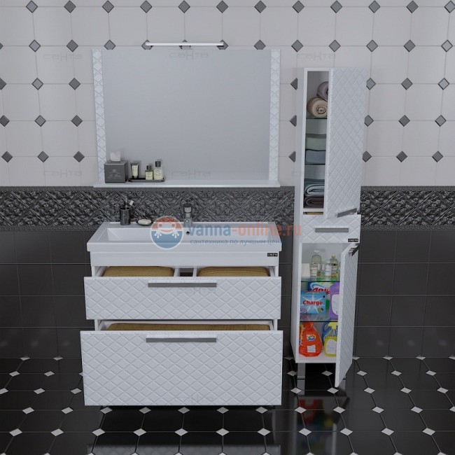 Шкаф-пенал СаНта Калипсо 30 NEW 517003N напольный/подвесной, цвет белый