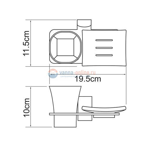 Держатель стакана и мыльницы WasserKRAFT Leine 5026 Держатель стакана и мыльницы WasserKRAFT Leine 5026
