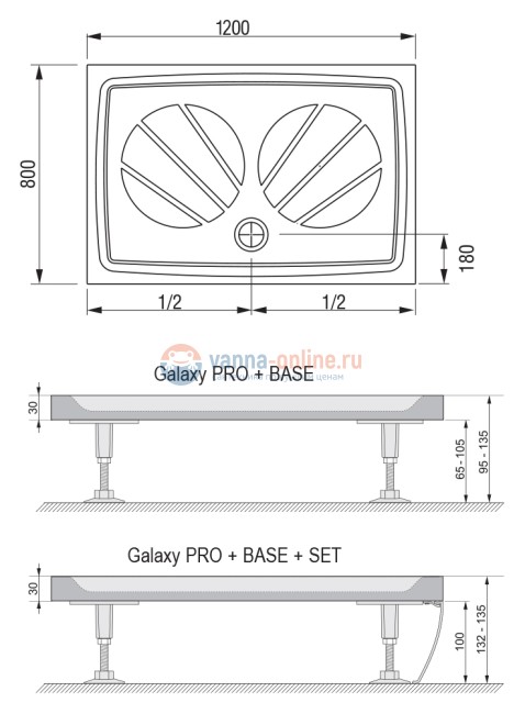 Поддон Ravak Galaxy Gigant Pro-120 x 80, 120 x 80 x 3 см, из искусственного камня