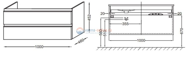 Тумба под раковину Jacob Delafon VOX EB2026-RA-G1C 100х45,2 белый