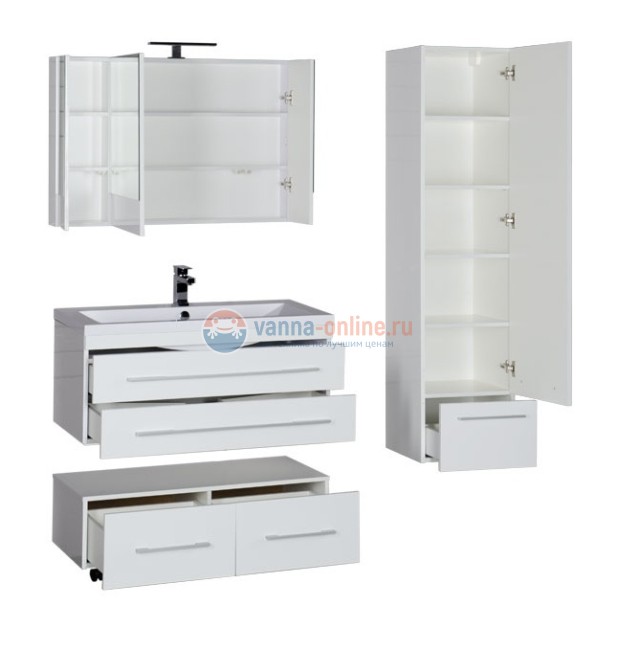 Тумба c раковиной Aquanet Нота 100 (005) 00171496, цвет белый Тумба c раковиной Aquanet Нота 100 (005) 00171496, цвет белый