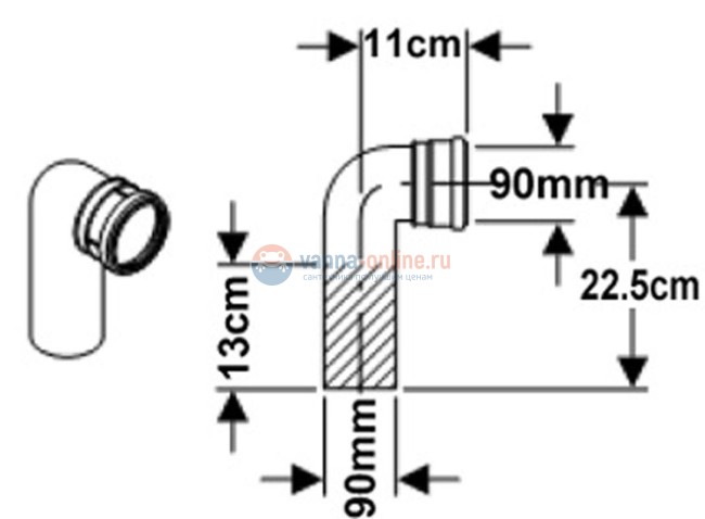Отвод Geberit 366.061.16.1, 90 мм Отвод Geberit 366.061.16.1, 90 мм