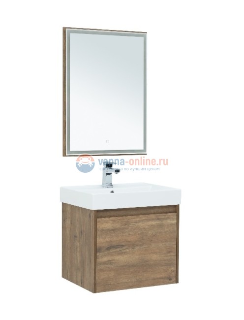 Тумба с раковиной Aquanet Nova Lite 60, 1 + 1 ящик в ящике, дуб рустикальный