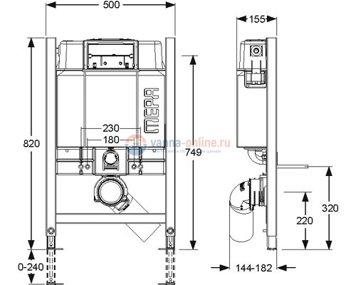 Монтажный элемент Mepa VariVIT A31 511103, для подвесного унитаза, 85 см
