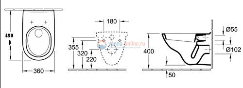 Подвесной унитаз Villeroy&Boch O.novo 5688H101, с сиденьем Soft-Close