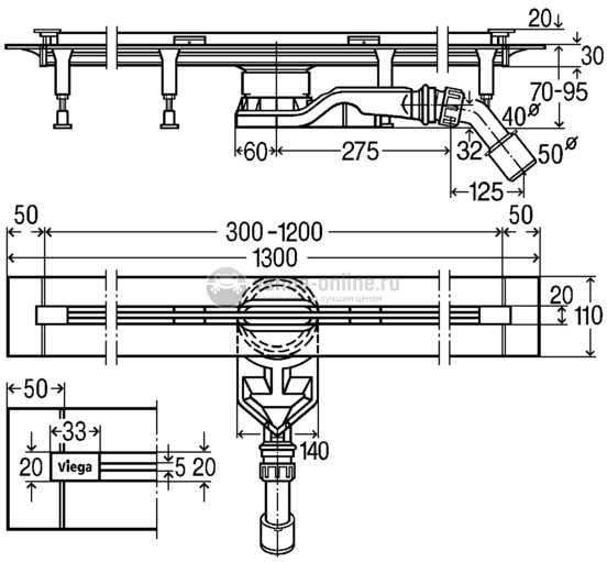 Душевой лоток Viega Advantix 721671 под дизайн-вставку, корпус, подрезной, 70 мм, (плоская модель) Душевой лоток Viega Advantix 721671 под дизайн-вставку, корпус, подрезной, 70 мм, (плоская модель)