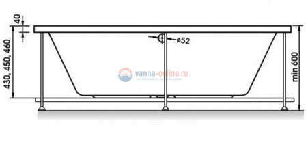 Ванна акриловая Relisan Xenia 200 х 90 см