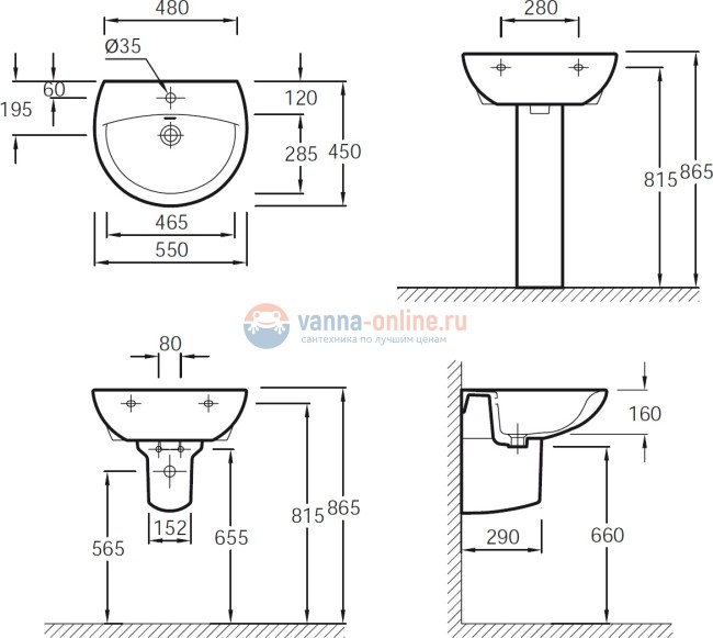 Раковина Jacob Delafon Patio E4158 55*45 см E4158NG-00
