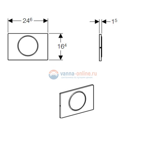 Клавиша Geberit Sigma Type 10 115.758.SN.5, одинарный смыв, кнопка,рамка-нержавеющая сталь/кольцо-глянцевый хром
