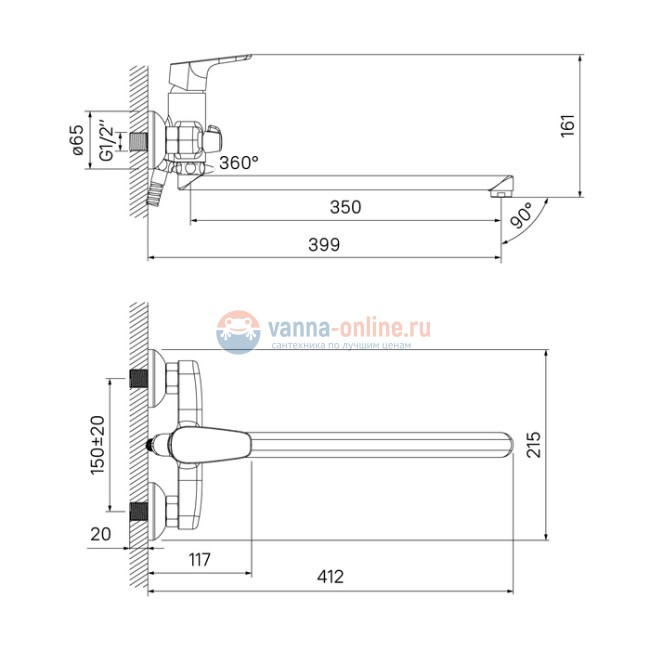 Смеситель Iddis Zodiac ZODSBL2i10WA с длинным изливом, для ванны и душа, хром