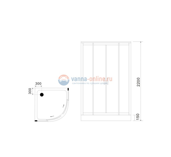 Душевая кабина Black&White Galaxy G5501 1000, 100 x 100 см, гидромассажная