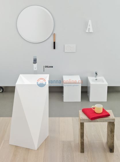 Раковина ArtCeram Sharp OSL008 01, 00, напольная отдельностоящая, 50 х 50 х 85 см