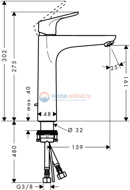 Смеситель Hansgrohe Focus 31608000 для раковины Е2