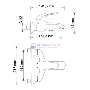 Смеситель WasserKRAFT Rossel 2801 для ванны и душа Смеситель WasserKRAFT Rossel 2801 для ванны и душа