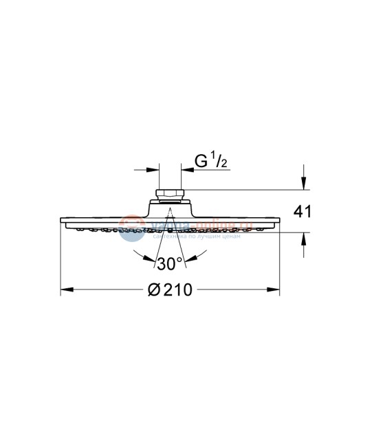 Верхний душ Grohe Rainshower Cosmopolitan 210 26053LS0, 1 режим струи, хром/белый
