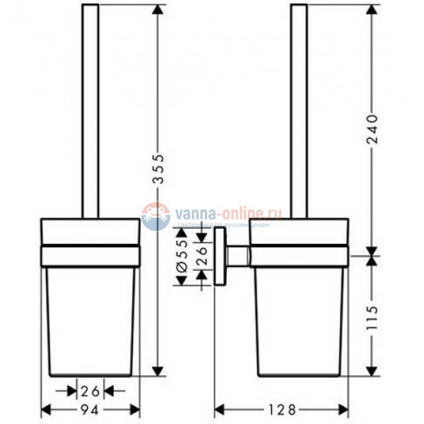 Ершик для туалета Hansgrohe Logis 41722000 Ершик для туалета Hansgrohe Logis 41722000