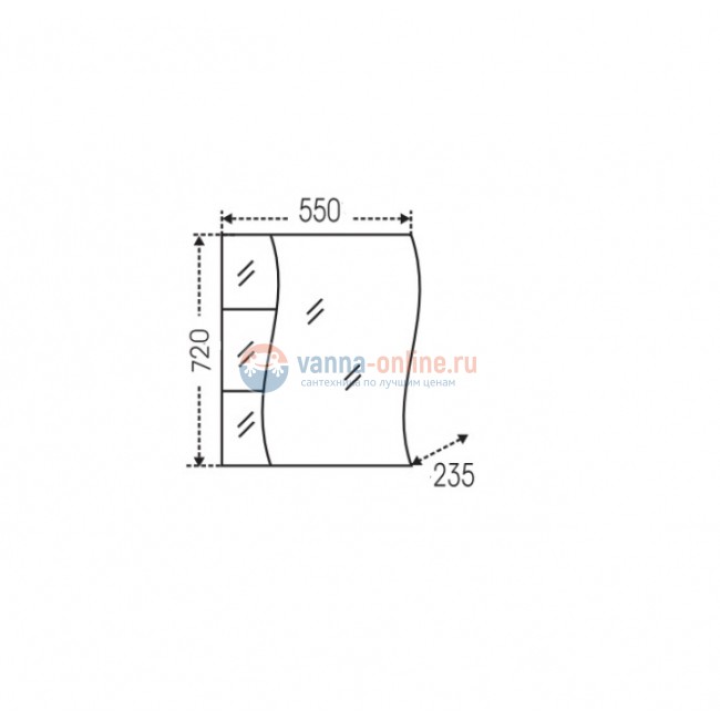 Зеркальный шкаф СаНта Волна 55 с подсветкой, левый/правый Зеркальный шкаф СаНта Волна 55 с подсветкой, левый/правый