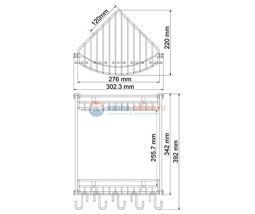 Полка металлическая двойная WasserKRAFT К-1222