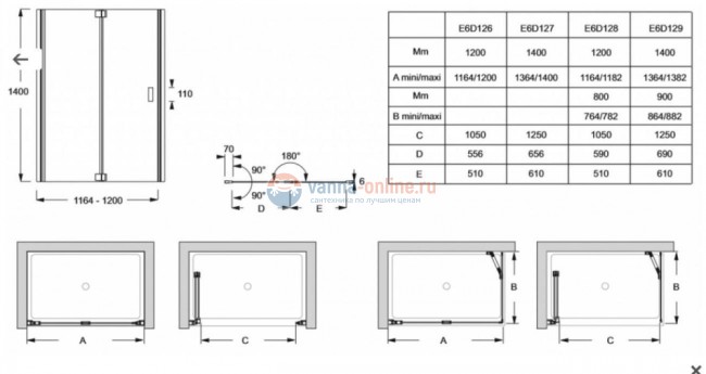 Шторка для ванны Jacob Delafon Capsule E6D127-GA