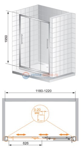 Душевая дверь Cezares TRIO-BF-22-100, профиль-хром Душевая дверь Cezares TRIO-BF-22-100, профиль-хром