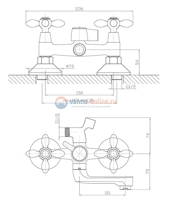 Комплект смесителей Agger Retro A1931188, бронза