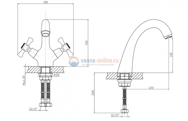 Комплект смесителей Agger Retro A1931188, бронза