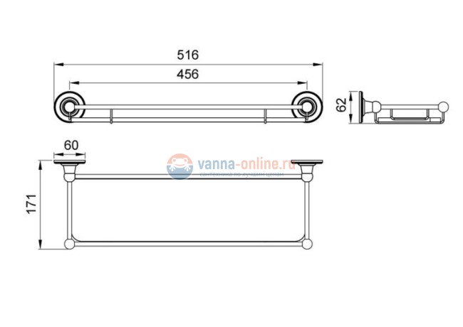 Полка стеклянная Timo Nelson 150072/00, хром Полка стеклянная Timo Nelson 150072/00, хром