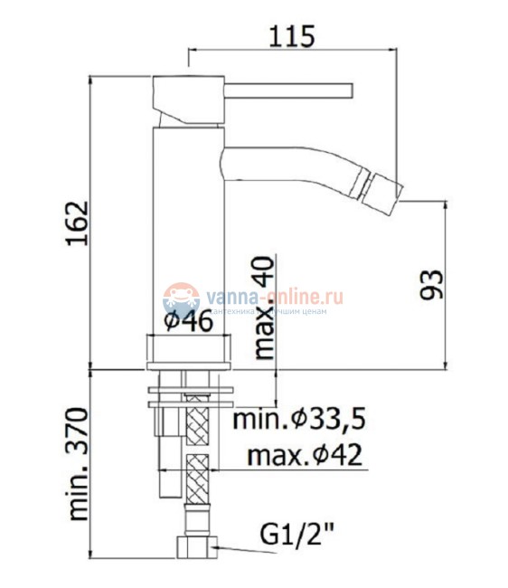 Смеситель Paffoni Light LIG131NO для биде, без донного клапана, цвет черный матовый