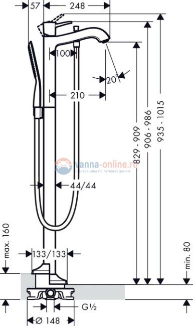 Смеситель Hansgrohe Metropol Classic 31445000 для ванны, хром Смеситель Hansgrohe Metropol Classic 31445000 для ванны, хром