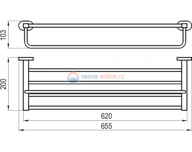 Полка для полотенец с держателем Ravak Chrome CR 330.00, 66 см