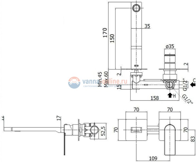 Смеситель Paffoni Tango TA104CR70 для раковины Смеситель Paffoni Tango TA104CR70 для раковины